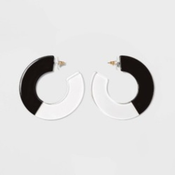 Two-Tone Clear Acrylic Hoop Earrings  NWT - Picture 1 of 1